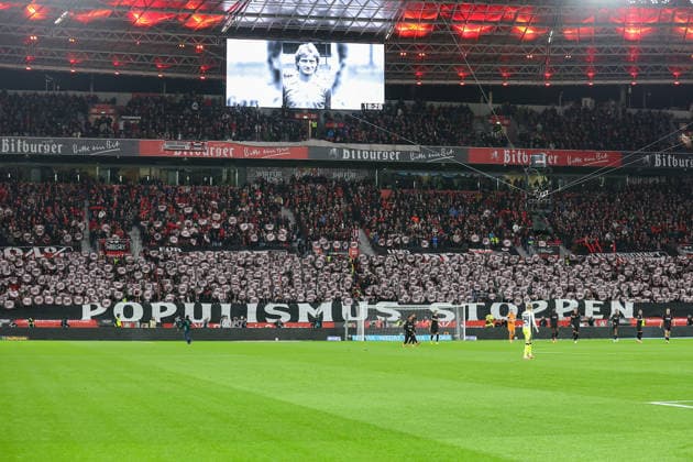 1 Bundesliga Bayer 04 Leverkusen Borussia Dortmund on 29 11 2025 at the BayArena in Leverkusen The fans of Bayer Leverkusen with a protest action against the IMK Interior Ministers Conference MH
