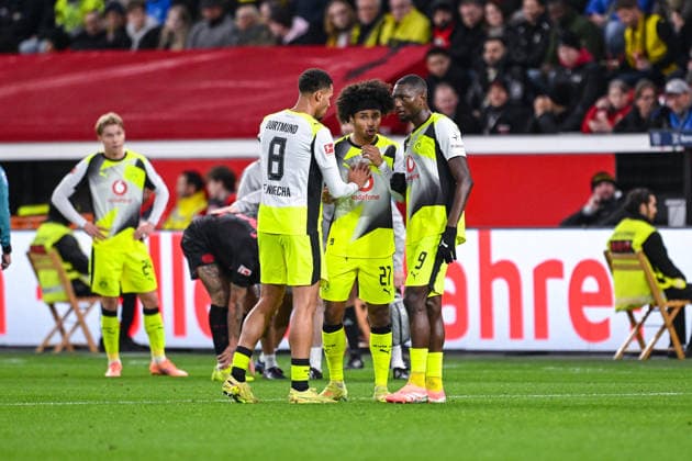 29 11 2025, Football, 1 Bundesliga, Matchday 12 Season 2025 2026, Bayer Leverkusen Borussia Dortmund, Felix Nmecha Borussia Dortmund , Karim Adeyemi Borussia Dortmund , Serhou Guirassy Borussia Dortmund xRHR PHOTO TKx Copyright: RHR-FOTOx RHR-FOTO TK