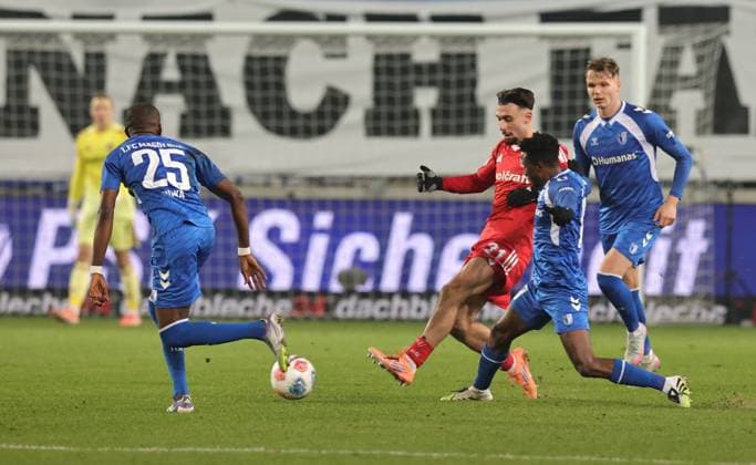 29 11 2025 Soccer Season 2025 2026 2 Soccer Bundesliga 14 Matchday 1 FC Magdeburg FCM 1 FC Nuremberg FCN Club Sportfoto Zink DaMa xdaxmax DFL regulations prohibit any use of photographs as image sequences and or quasi video only for editorial use Silas Gnaka 25, 1 FC Magdeburg FCM Berkay Yilmaz 21, 1 FC Nuremberg FCN Lubambo Musonda 19, 1 FC Magdeburg FCM