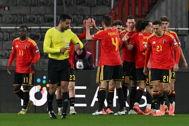 251118 BELGIUM VS LIECHTENSTEIN Hans Vanaken (20) of Belgium celebrates after scoring the 1-0 goal pictured during a soccer game between the national teams of Belgium, called the Red Devils and Liechtenstein in the Qualifying Round of the 2025-26 UEFA European Qualifiers, on Saturday 18 November 2025 in Liege , Belgium . PHOTO SPORTPIX David Catry Liege Belgium  Copyright: xDavidxCatryx 20251118DSC_9838