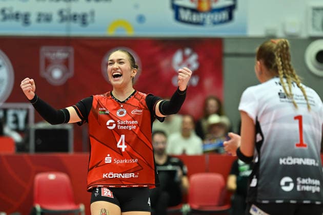 Emma Grome Dresdner SC, 4 Dresdner SC vs Ladies in Black Aachen, 1 Volleyball Bundesliga Damen, Spielzeit 2025 2026, 29 11 2025 Dresdner SC vs Ladies in Black Aachen, 1 Volleyball Bundesliga Damen, Spielzeit 2025 2026, 29 11 2025 Dresden Copyright: xEibner-Pressefoto xHoepnerx EP_PHR