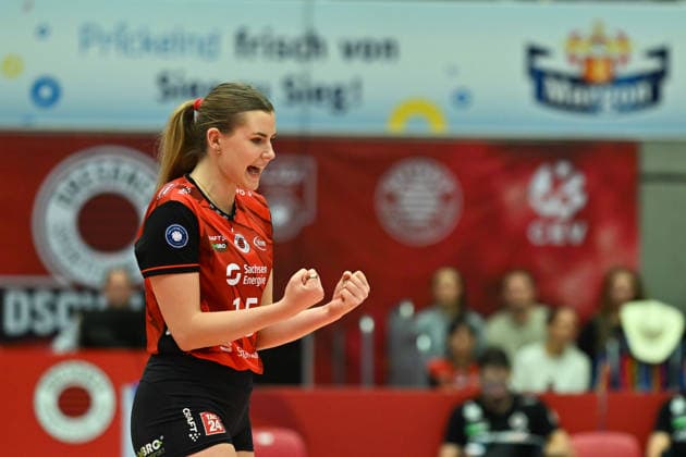 Marta Kamelija Levinska Dresdner SC, 15 Dresdner SC vs Ladies in Black Aachen, 1 Volleyball Bundesliga Damen, Spielzeit 2025 2026, 29 11 2025 Dresdner SC vs Ladies in Black Aachen, 1 Volleyball Bundesliga Damen, Spielzeit 2025 2026, 29 11 2025 Dresden Copyright: xEibner-Pressefoto xHoepnerx EP_PHR