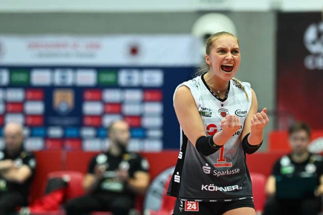 Patricia Nestler Dresdner SC, 1 Dresdner SC vs Ladies in Black Aachen, 1 Volleyball Bundesliga Women, Season 2025 2026, 29 11 2025 Dresdner SC vs Ladies in Black Aachen, 1 Volleyball Bundesliga Women, Season 2025 2026, 29 11 2025 Dresden Copyright: xEibner-Pressefoto xHoepnerx EP_PHR