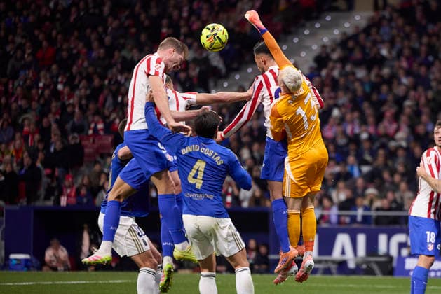 Aaron Escandell Real Oviedo and Alexander Sorloth Atletico de Madrid battle for the ball during the LaLiga EA Sports match between AtlÃ tico Madrid v Real Oviedo at Estadio Riyadh Air Metropolitano on November 29, 2025 in Madrid, Spain Photo by Manu Reino DeFodi Images
