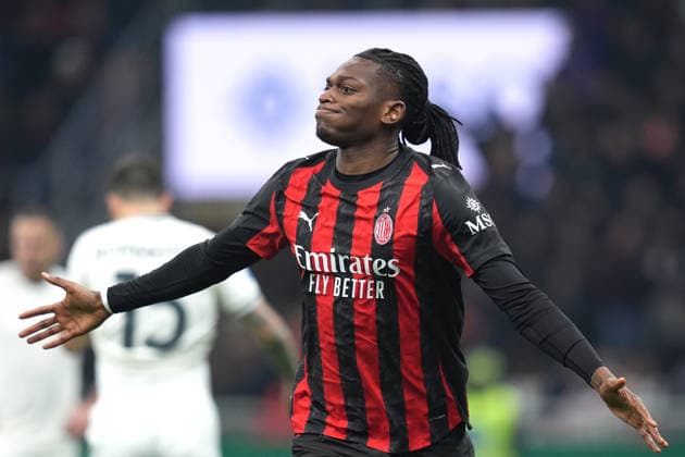 AC Milan™s Rafael Leao .celebrates after scoring 1-0 during the Serie A soccer match between Milan and Lazio at the San Siro Stadium in Milan , north Italy - Saturday , November 29 , 2025. - Soccer .  Copyright: xSpada LaPressex