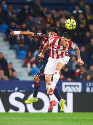 Yuri Berchiche Athletic Club and Roger Brugue Levante UD during the LaLiga EA Sports match between Levante UD and Athletic Club at Ciudad de Valencia on November 29, 2025 in Valencia, Spain Photo by Maria Jose Segovia DeFodi Images