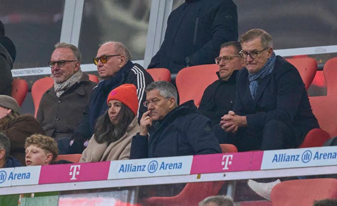 Karl-Heinz Rummenigge (Mitglied Aufsichtsrat FCB AG) Uli Hoeness (former FCB President ), Ehrenpräsident, Max Eberl, Sporting director of FC Bayern München, Sportvorstand und Manager FC Bayern, Jan-Christian Dreesen , CEO Vorstandsvorsitzender FCB Herbert Hainer, FCB president and Ex CEO Adidas in the match FC BAYERN MÜNCHEN - FC ST. PAULI 3-1 on November 29, 2025 at Allianz Arena München, Germany. Season 2026 2026, 1.Bundesliga, FCB, matchday 12,