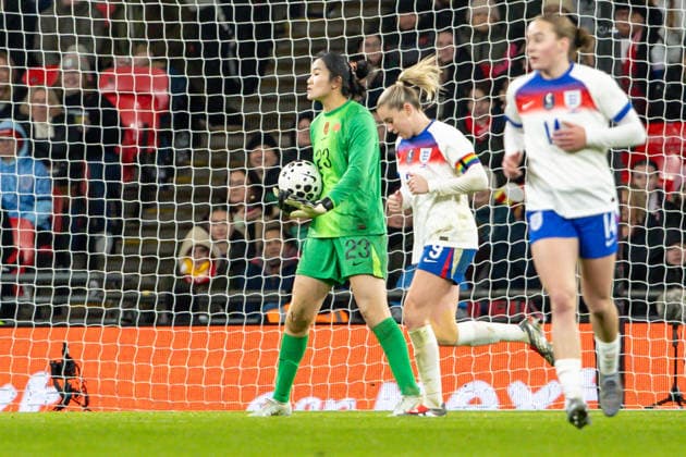 Goalkeeper Hongyan Pan (23 China) with the ball during the International Friendly, Länderspiel, Nationalmannschaft game between England and China at Wembley Stadium in London, England. Copyright: xLeitingxGaox xSPPx Sportspressphoto_SPR67422