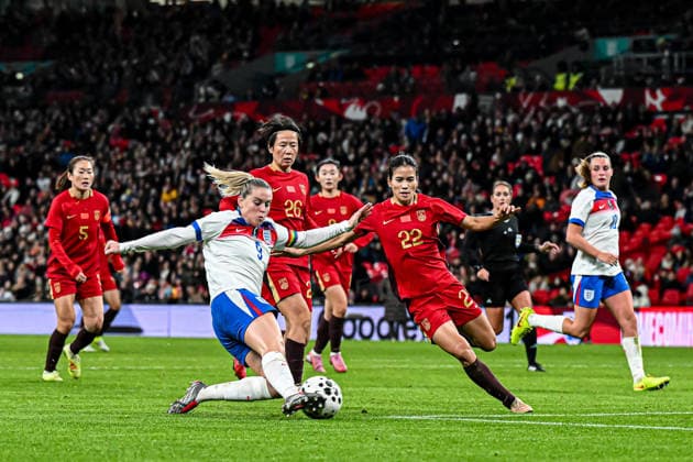 England v China PR - Women s International Friendly, Länderspiel, Nationalmannschaft Alessia Russo (9 England) shoots and scores the eighth goal during the International Friendly match between England Women and China at Wembley Stadium in London, England, on November 29, 2025. London Greater London United Kingdom  Copyright: xMIxNewsx originalFilename:fletcher-englandw251129_npKSP.jpg