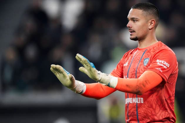Juventus FC v Cagliari Calcio - Serie A Elia Caprile of Cagliari Calcio gestures during the Serie A football match between Juventus FC and Cagliari Calcio. Turin Italy Copyright: xNicolòxCampox