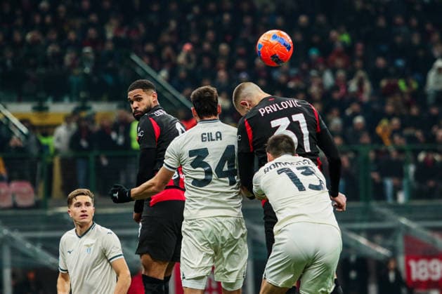 Strahinja Pavlovic of AC Milan and Mario Gila of SS LAZIO during AC Milan vs SS Lazio, Italian soccer Serie A match in Milan, Italy, November 29 2025  Copyright: xRaffaelexConti IPAxSportx xipa-agency.netx xx IPA_68537491 IPA_Agency_IPA68537491
