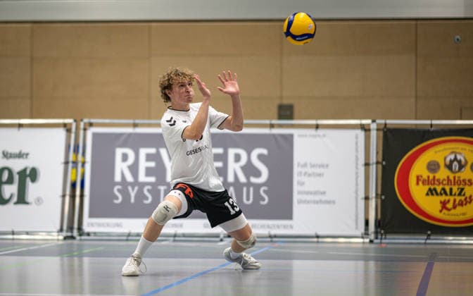 Volleyball, Season 2025 2026, 2 Bundesliga Nord, 29 11 2025, 09 Matchday, Men, TuV Bocholt blue vs TuS Mondorf white Tom Luca Schluse Libero TuB Bocholt , Bocholt Sporthalle West Nordrhein Westfalen Germany 251129_vb_tub-bocholt_tus-mondorf_46511