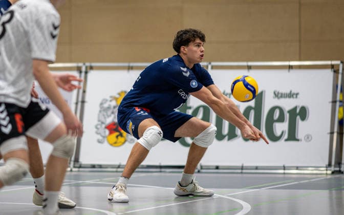 Volleyball, Season 2025 2026, 2 Bundesliga Nord, 29 11 2025, 09 Matchday, Men, TuV Bocholt blue vs TuS Mondorf white Joke Johannig TuB Bocholt , Bocholt Sporthalle West Nordrhein Westfalen Germany 251129_vb_tub-bocholt_tus-mondorf_46514
