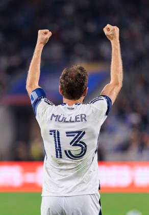 November 29, 2025, San Diego, California, USA: Thomas Muller 13 of Vancouver Whitecaps celebrates after a goal during the Audi 2025 MLS, Fussball Herren, USA Cup Playoffs Western Conference Final match against the San Diego FC on Saturday November 29, 2025 at Snapdragon Stadium in San Diego, California. Vancouver Whitecaps defeat San Diego FC, 3-1. JAVIER ROJAS PI San Diego USA - ZUMAp124 20251129_zaa_p124_010 Copyright: xJavierxRojasx