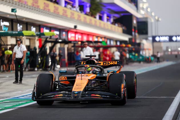 (251130) -- DOHA, Nov. 30, 2025 -- McLaren s Australian Driver Oscar Piastri leaves the pit before the Sprint race of the Formula One Qatar Grand Prix at the Lusail International Circuit in Doha, Qatar, on Nov. 29, 2025. (Photo by Xinhua) (SP)QATAR-DOHA-F1-GRAND PRIX-SPRINT LixChao 