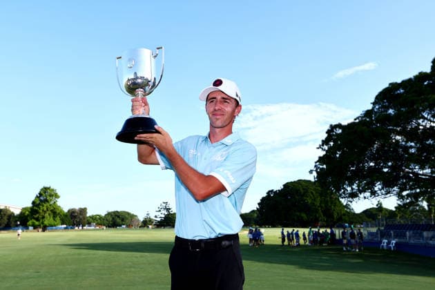 GOLF AUSTRALIAN PGA, Golf Herren Spain s David Puig celebrates with the trophy during the Final Round of the Australian PGA Championship at Royal Queensland Golf Club in Brisbane, Sunday, November 30, 2025. ( NO ARCHIVING, EDITORIAL USE ONLY BRISBANE QUEENSLAND AUSTRALIA  Copyright: xx 20251130126089815756