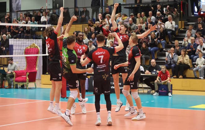 Ludwigsburg , Volleyball Bundesliga , Barock Volleys MTV Ludwigsburg vs Energiequelle Netzhoppers KW Königs Wusterhausen , Jubel Ludwigsburg