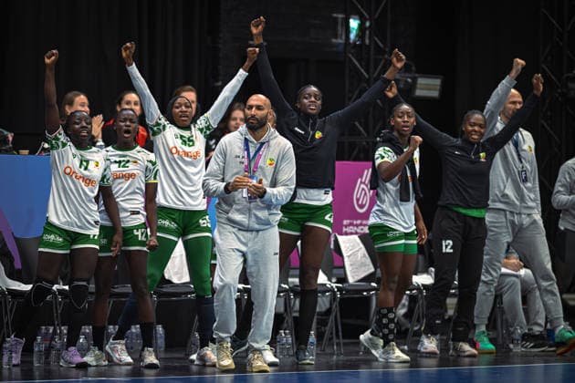Netherlands, Handball, Womens World Championship 2025, Switzerland vs Senegal, 29 11 2025, Maaspoort Sports Events, s Hertogenbosch, Netherlands, Cheers on the Senegalese bench Copyright: xMarkusxVerwimpx
