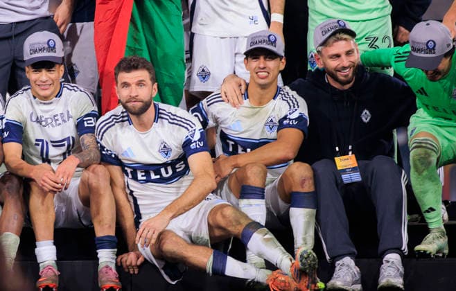 November 29, 2025, San Diego, California, USA: Thomas Muller 13 of the Vancouver Whitecaps celebrates after winning the Audi 2025 MLS, Fussball Herren, USA Cup Playoffs Western Conference Final match against the San Diego FC on Saturday November 29, 2025 at Snapdragon Stadium in San Diego, California. JAVIER ROJAS PI San Diego USA - ZUMAp124 20251129_zaa_p124_095 Copyright: xJavierxRojasx