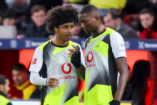 Karim Adeyemi Borussia Dortmund and Serhou Guirassy Borussia Dortmund talk together, Bundesliga, Bayer 04 Leverkusen v Borussia Dortmund, BayArena, November 29, 2025 in Leverkusen, Germany Photo by Marco Steinbrenner DeFodi Images Karim Adeyemi Borussia Dortmund and Serhou Guirassy Borussia Dortmund talk together, Bundesliga, Bayer 04 Leverkusen v Borussia Dortmund, BayArena, November 29, 2025 in Leverkusen, Germany Photo by Marco Steinbrenner DeFodi Images DFL regulations prohibit any use of photographs as image sequences and or quasi video