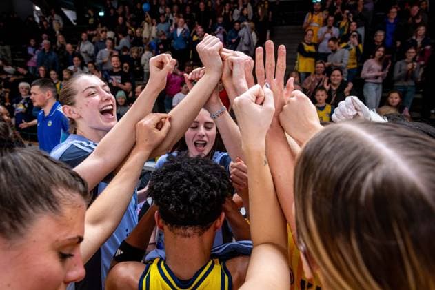 Basketball Berlin 29 11 2025 Season 2025 2026 DBBL 1 Bundesliga Women, Women Alba Berlin Eisvögel USC Freiburg Jubel Alba