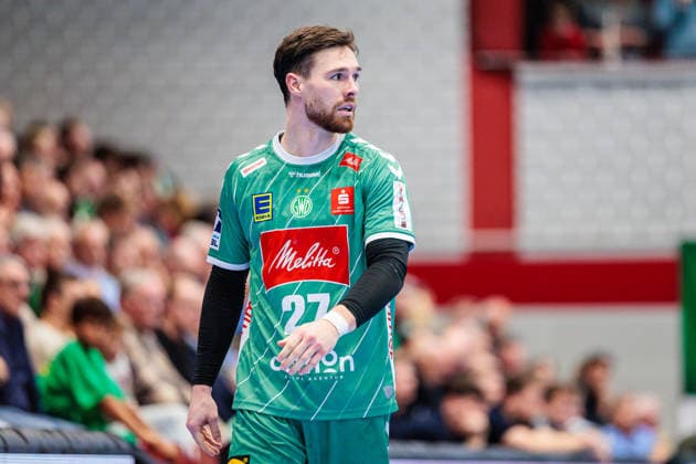 Max Staar GWD Minden, 27 GER, GWD Minden vs SC Magdeburg, Handball, 1 Bundesliga, Matchday 14, Season 2025 2026, 29 11 2025 GER, GWD Minden vs SC Magdeburg, Handball, 1 Bundesliga, Matchday 14, Season 2025 2026, 29 11 2025 Luebbecke Copyright: xEibner-Pressefoto JanxRollingerx EP_JSK