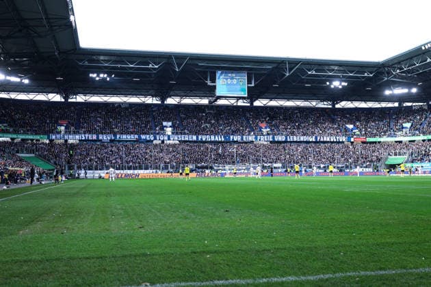 Sports, Football, 3 Liga Season 2025 2026 16 Matchday MSV Duisburg Alemannia Aachen 29 11 2025, schauinsland reisen arena Fans MSV Duisburg with a lettering banner on the plans of the Conference of Interior Ministers IMK to Herbert Reul Duisburg schauinsland reisen arena North Rhine-Westphalia Germany
