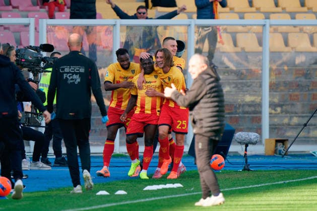 CALCIO - Serie A - US Lecce vs Torino FC Lameck Banda of US Lecce celebrates after scoring a goal during US Lecce vs Torino FC, Italian soccer Serie A match in Lecce, Italy, November 30 2025 Lecce Italy  Copyright: xIPAxSport ABACAx