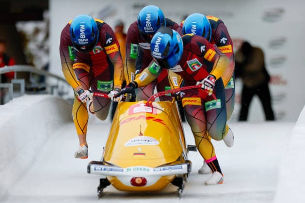 BOBSLEIGH - IBSF WC Innsbruck-Igls INNSBRUCK,AUSTRIA,30.NOV.25 - BOBSLEIGH - IBSF World Cup, four-man, men. Image shows Francesco Friedrich and Tim Becker, Alexander Schueller, Felix Straub (GER).  GEPAxpictures xMarkoxVulic