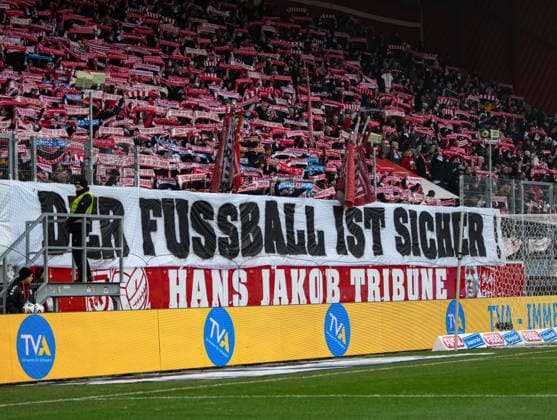 Germany Soccer, 3 Liga 2025 26, 16 Matchday SSV Jahn Regensburg vs FC Hansa Rostock Jahnstadion Regensburg SSV Jahn Regensburg with the banner Football is safe Copyright: xChristopherxRupprechtx