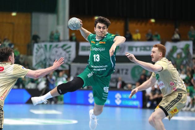 Handball DAIKIN HBL, SC DHfK Leipzig TSV Hannover Burgdorf 30 11 2025 Matej Klima 13, SC DHfK Leipzig Handball, DAIKIN HBL, 1 Bundesliga, Season 2025 2026, Matchday 14 SC DHfK Leipzig vs TSV Hannover Burgdorf on 30 11 2025 at the Quarterback Immobilien Arena Leipzig Copyright: xBEAUTIFULxSPORTS JanxKaeferx