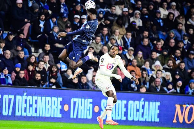FOOTBALL : AC Le Havre vs Lille OSC - Ligue 1 McDonald s - JournÃ e 14 - 30 11 2025 Issa SoumarÃ (AC Le Havre) Nanthan Ngoy (Lille OSC) Le HavreFrance  Copyright: xBaptistexAutissierx