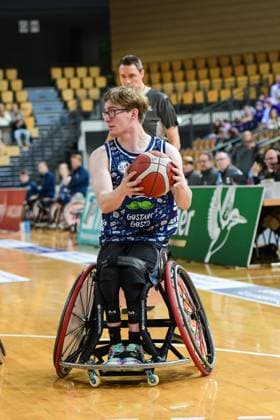 Boris van Hunnik wheelchair basketball, RBBL, RSV Lahn Dill white, BBC Münsterland blue, RSV Lahn Dill BBC Münsterland, wheelchair, disabled sports, disabled sports