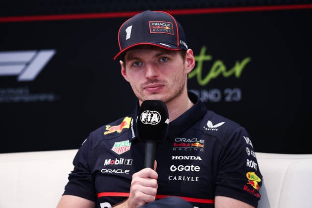 F1 - QATAR GRAND PRIX 2025 VERSTAPPEN Max (ned), Red Bull Racing RB21, portrait press conference, PK, Pressekonferenz during the 2025 Formula 1 Qatar Grand Prix, 23th round of the 2025 FIA Formula One World Championship, WM, Weltmeisterschaft from November 28 to 30, 2025 on the Lusail International Circuit, in Lusail, Qatar - LusailQatar Copyright: xEricxAlonsox
