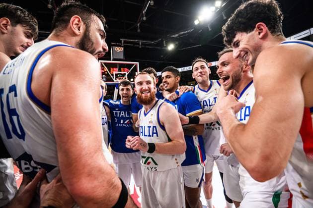 Team esultanza Nazionale Italiana Maschile Senior - 2027 FIBA Basketball World Cup Qualifiers Lituania Lithuania - Italia Italy FIP 2025 Klaipeda, 30 11 2025 Foto M.Ceretti Ciamillo-Castoria Klaipeda ITA  Copyright: xMassimoxCerettix