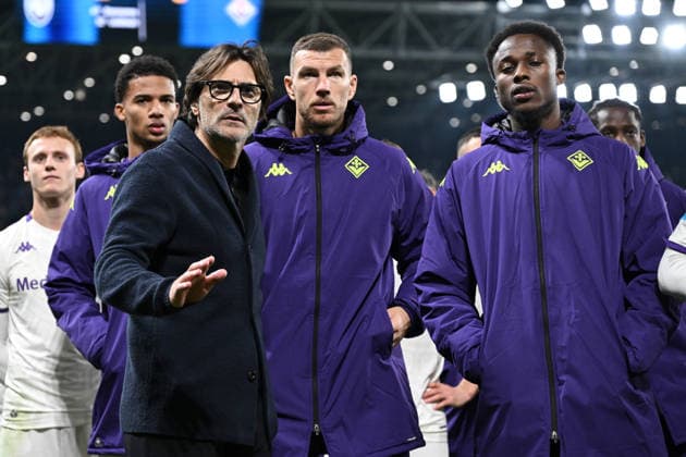 Db Bergamo 30 11 2025 - campionato di calcio serie A Atalanta-Fiorentina foto Daniele Buffa Image nella foto: Paolo Vanoli-Edin Dzeko 
