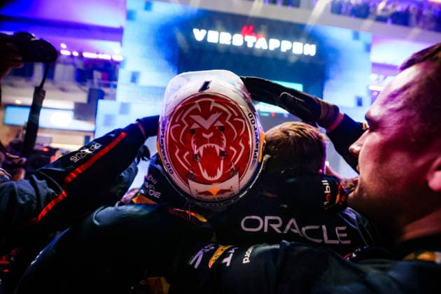 F1 - QATAR GRAND PRIX 2025 VERSTAPPEN Max (ned), Red Bull Racing RB21, portrait celebrating victory during the 2025 Formula 1 Qatar Grand Prix, 23th round of the 2025 FIA Formula One World Championship, WM, Weltmeisterschaft from November 28 to 30, 2025 on the Lusail International Circuit, in Lusail, Qatar - LusailQatar  Copyright: xFLORENTxGOODENx