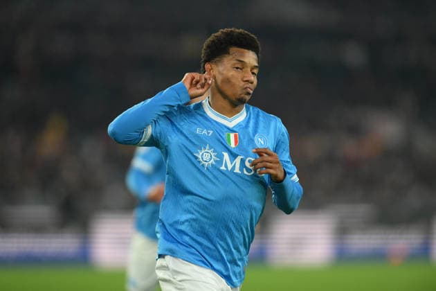 Foto IPP Roberto Ramaccia Roma 30 11 2025 Campionato di Calcio Serie A 2025 2026 Roma vs Napoli Nella foto David Neres of SSC Napoli celebrates after scoring gol 1-0 Italy Photo Press - World Copyright Roma italy Italia ITALY  Copyright: xR4924_italyphotopressx