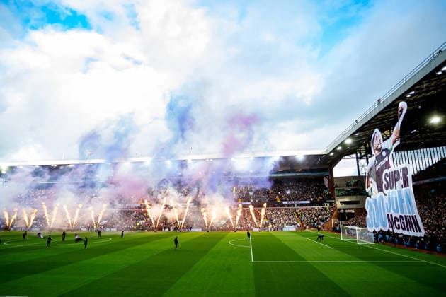 Aston Villa v Wolverhampton Wanderers Premier League 30 11 2025. Aston Villa midfielder John McGinn (7) TIFO unfurled and fireworks before the Premier League match between Aston Villa and Wolverhampton Wanderers at Villa Park, Birmingham, England on 30 November 2025. Birmingham Villa Park West Midlands England Editorial use only DataCo restrictions apply See www.football-dataco.com , Copyright: xManjitxNarotrax PSI-23320-0064