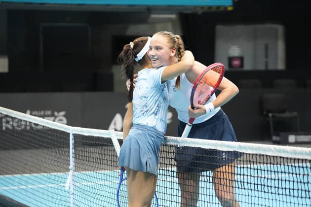 TENNIS - OPEN ANGERS WOMEN - 01 12 2025 Alina Korneeva and Kamilla Rakhimova during Open D™ Angers Women 2025, , 01 December 2025 in Trelaze, France- Photo Laurent Lairys TrelazeFrance  Copyright: xLaurentxLairysx