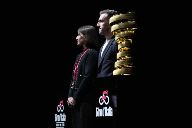 Elisa Longo Borghini and Simon Yates during the presentation of the 2026 Giro d Italia man and women in Rome, Italy - December 1, 2025  Copyright: xMassimoxPaolone LaPressex