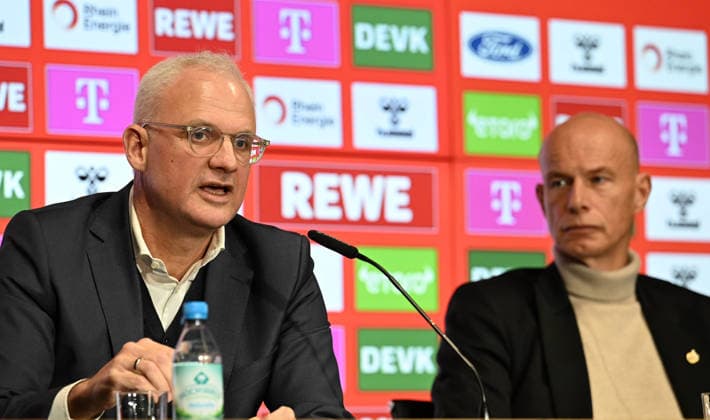 01 12 2025, xophax, Soccer 1 Bundesliga, 1 FC Koeln, Press conference FC board Dr. Jörg Alvermann , left and Jörn Stobbe Koeln