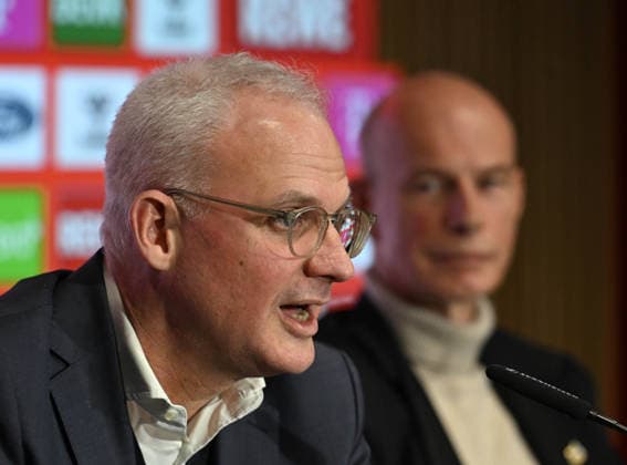 01 12 2025, xophax, Football 1 Bundesliga, 1 FC Cologne, Press conference FC board 1 FC Cologne from left to right Dr. Jörg Alvermann , Jörn Stobbe Cologne