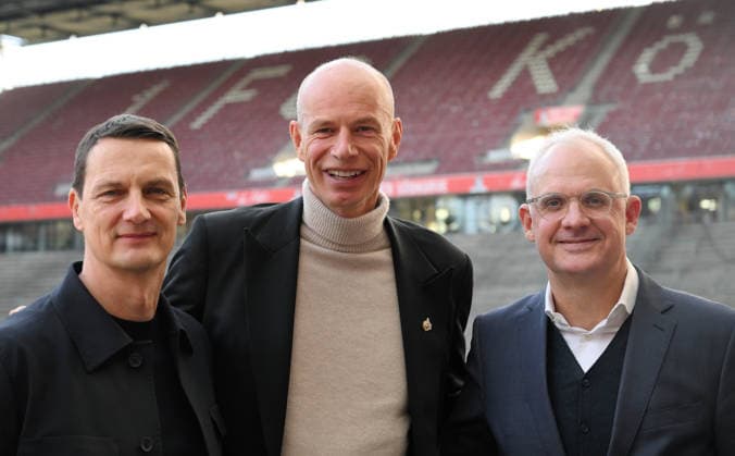 01 12 2025, xophax, Soccer 1 Bundesliga, 1 FC Cologne, Press conference FC board 1 FC Cologne from left to right Ulf Sobek , Jörn Stobbe and Jörg Alvermann Cologne