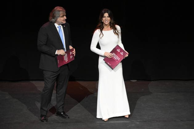 Pierluigi Pardo and Barbara Pedrotti during the Giro d™Italia and Giro d™Italia Women 2026 Presentation - Auditorium Parco della Musica Ennio Morricone in Rome, Italy - Monday December 01, 2026. - Cycling  Copyright: xFabrizioxCorradetti LaPressex