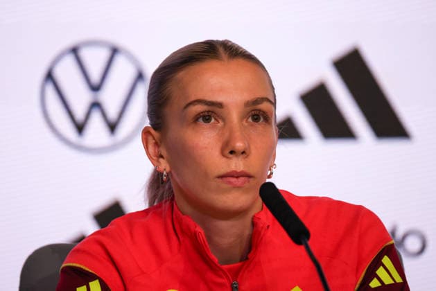 Madrid, Germany 01 December 2025 UEFA Nations League Women Final Closing PK 2025 Spain vs Germany In the picture Elisa Senß Senss Germany at the final press conference in Madrid Estado Metropolitano Copyright: xFotostandx xFantinix