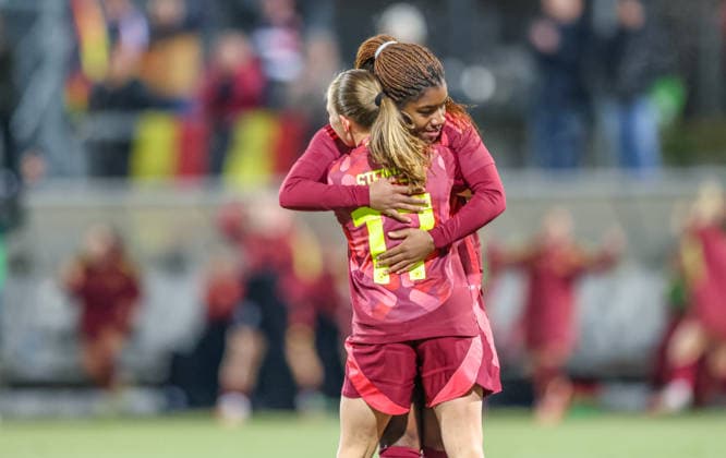 GER, Frankfurt, Germany vs France, international match round, football, FIFA, 2025 2026 season, U23, Stadion am Brentanobad, Group A in the picture Delice Boboy Germany U23 , scores the goal for 2 0, jubilation and joy, Marie Steiner Germany U23 DFB DFL REGULATIONS PROHIBIT ANY USE OF PHOTOGRAPHS AS IMAGE SEQUENCES AND OR QUASI VIDEO, 01 12 2025 Copyright: HMBxMedia HendrikxHamelau