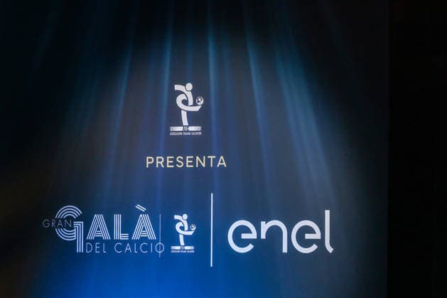 Brand of Gran Galà del Calcio ENEL seen during the Gran Galà del Calcio 2025 Oscar del Calcio Awards AIC at Spazio Antologico East End Studios in Milan Milan Italy Copyright: xBEAUTIFULxSPORTS Carabellix
