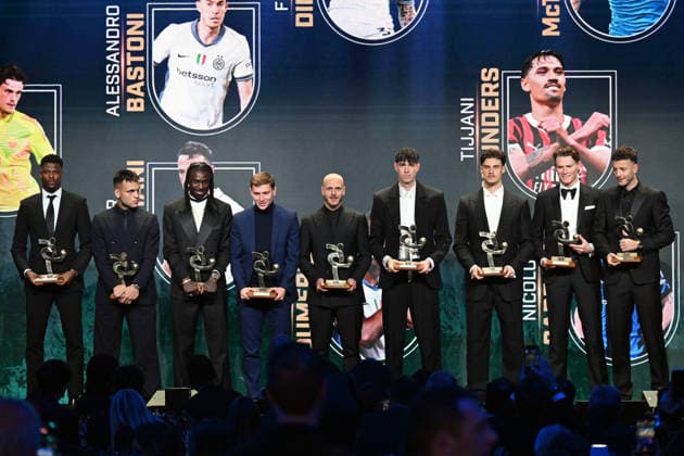Milan, AIC Football Gala 2025 - Lautaro Martinez, Moise Kean, Nicolò Barella, Scott McTominay, Alessandro Bastoni, Amir Rrahmani, Denzel Dumfries, Federico Dimarco, Mile Svilar  Copyright: xManuekexMangiarottix xipa-agency.netx xMangiarotti Terenghix IPA_Agency_IPA68610848  Copyright: xIMAGO ManuekexMangiarottix xipa-agency.netx xIMAGO IndependentxPhotoxAgencyxInt.x IPA_Agency_IPA68610848