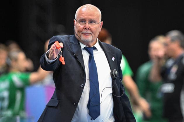 Netherlands, Handball, Womens World Championship 2025, Hungary vs. Switzerland, 01 12 2025, Maaspoort Sports Events, s Hertogenbosch, Netherlands, Kay Holm Germany intervenes in the action as match supervisor Copyright: xMarkusxVerwimpx